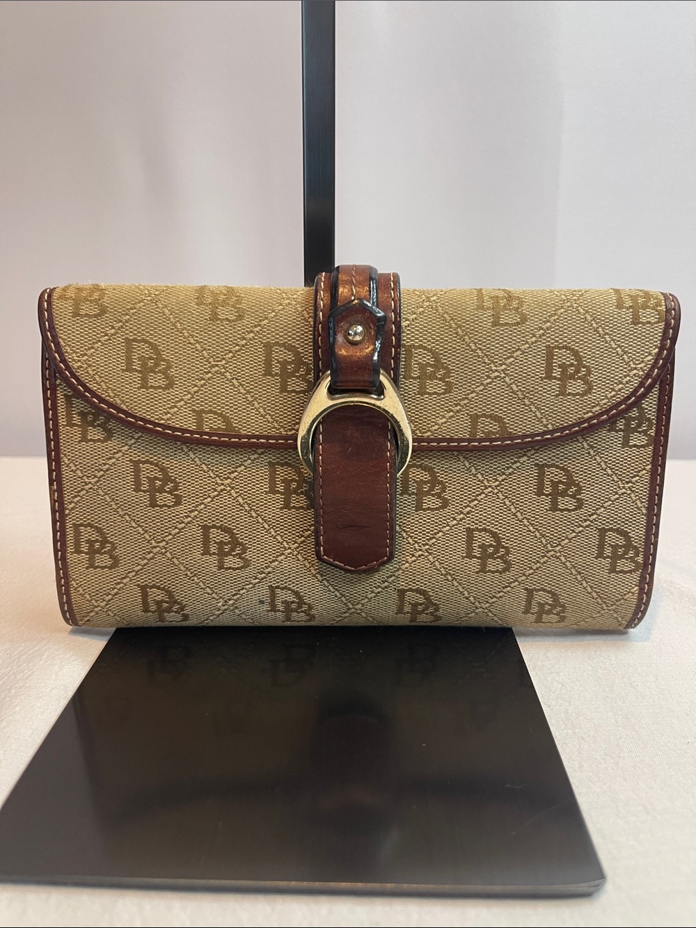 Dooney & Bourke Vintage Signature DB Canvas & Leather Continental Wallet